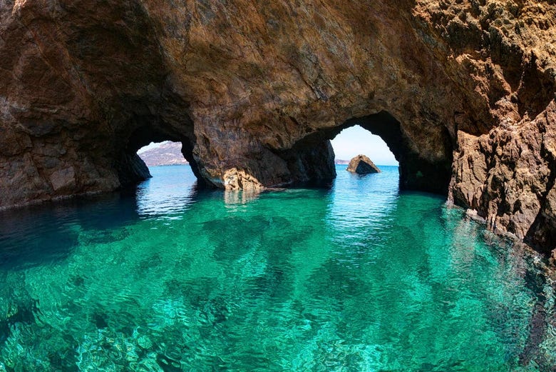 Dragonissi Island sea caves