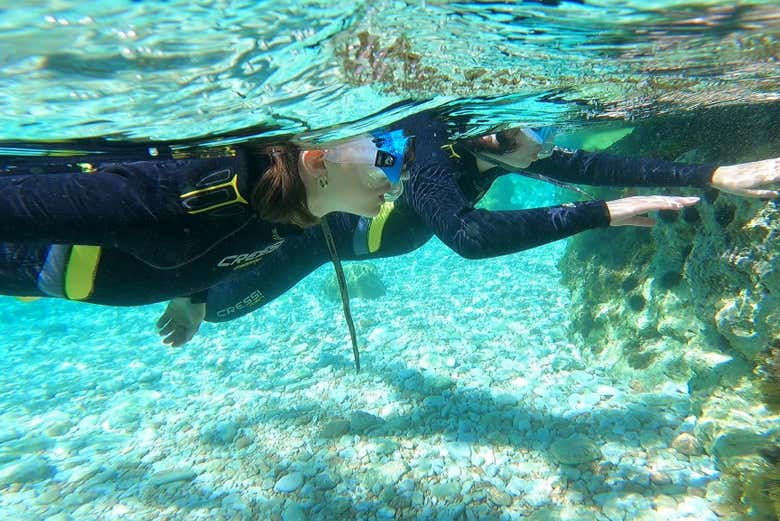 Praticando snorkel em cabo Marathon