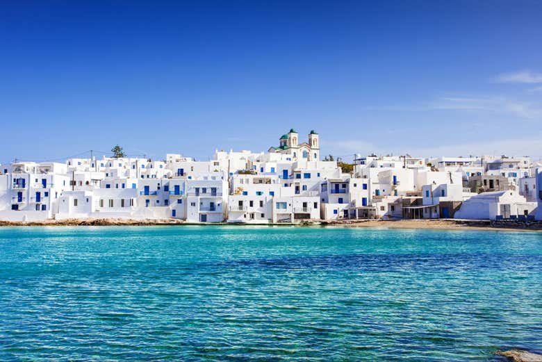 Paisagens de Naousa, na costa norte da ilha de Paros
