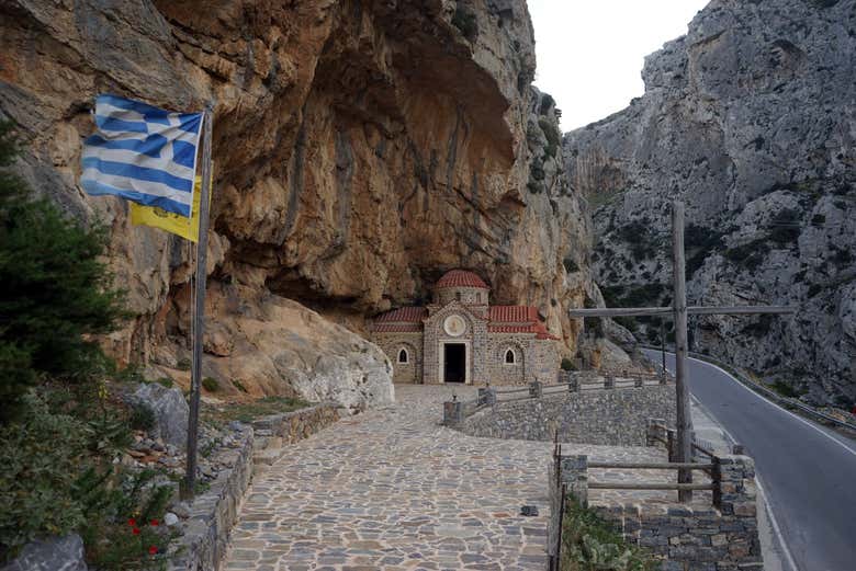 Church nestled between the rocks
