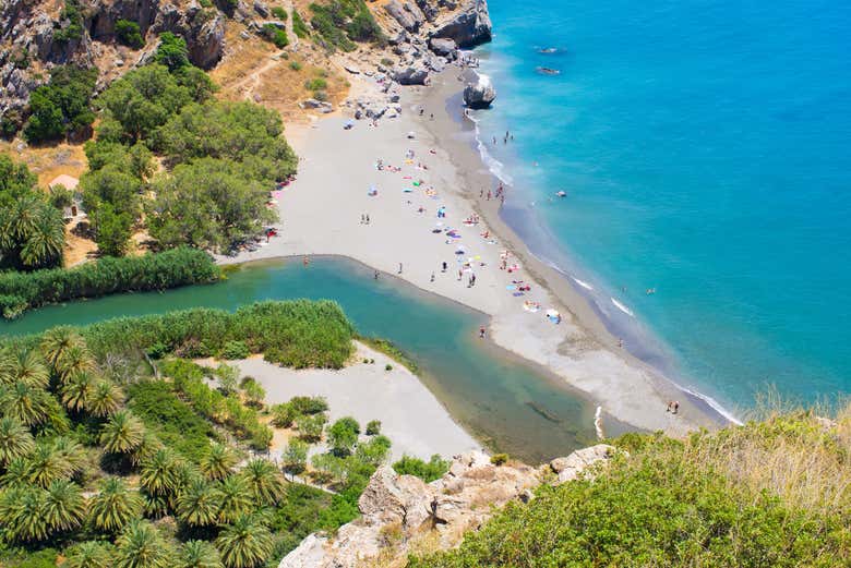 Vista aerea della spiaggia Preveli