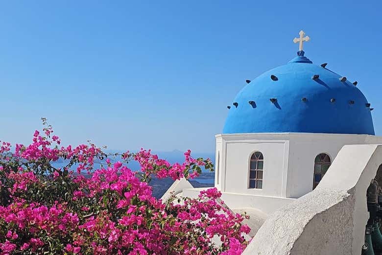 Cúpula de uma capela de Santorini