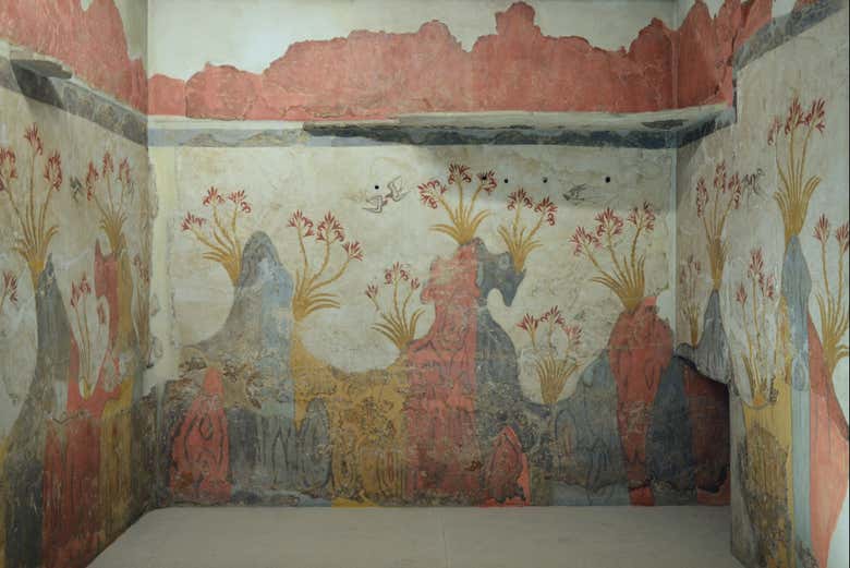 Fresco encontrado en el yacimiento de Akrotiri