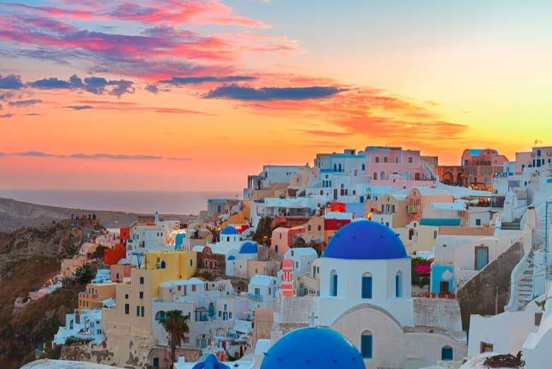 Atardecer sobre Santorini