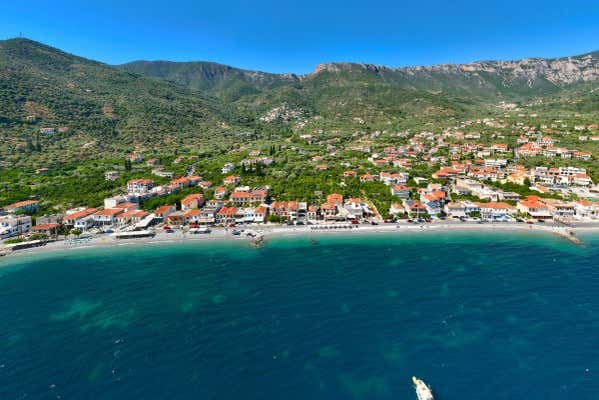 Aerial view of the Tyros coastline