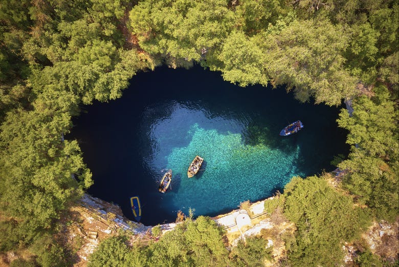 View of Melissani Lake from above