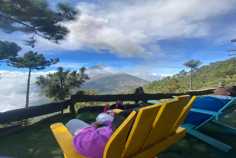 Disfrutando de las vistas del Volcán de Fuego