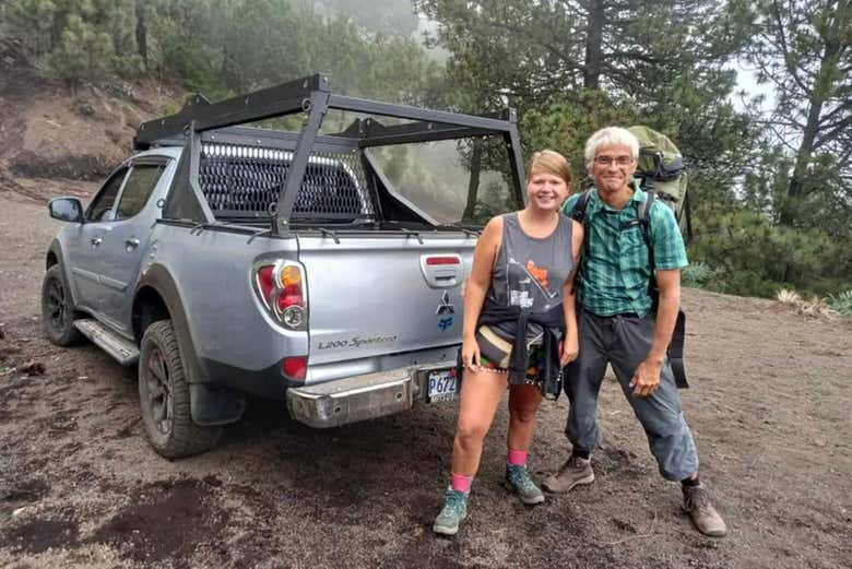 Durante el ascenso en 4x4 al volcán Acatenango