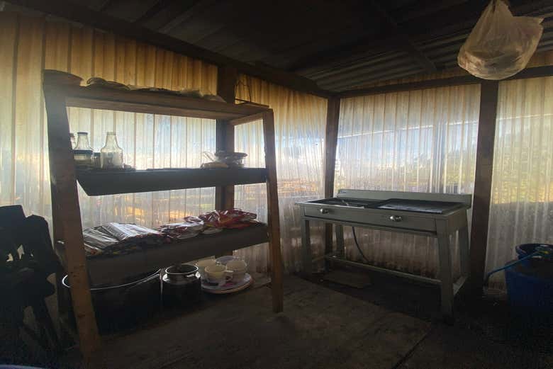 La cocina en el campamento del volcán Acatenango