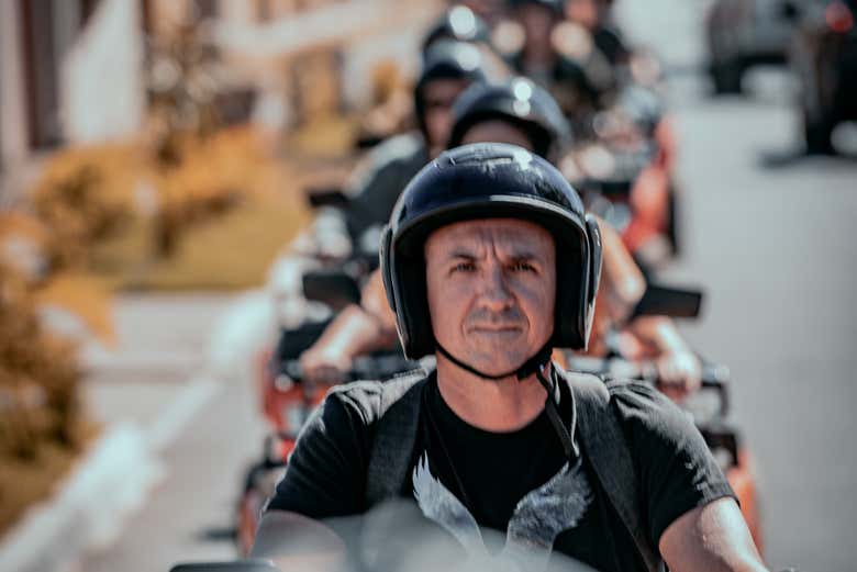 Quad bike through the city