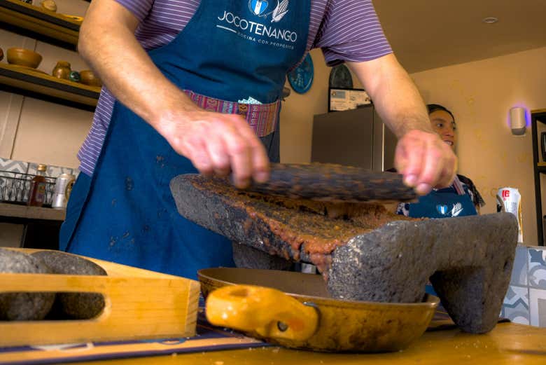 Una piedra de moler tradicional de Guatemala