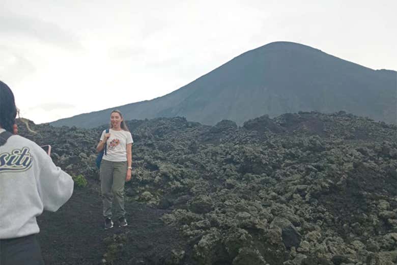 ¡Momento foto en el volcán!