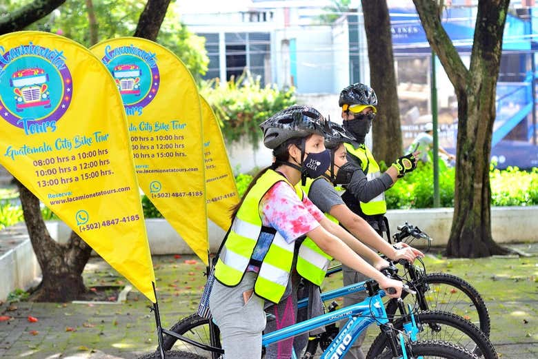 Enjoying the bike tour of Guatemala city
