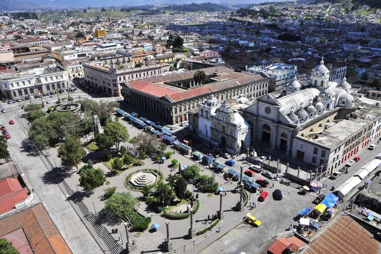 Vista aerea su Quetzaltenango a Guatemala