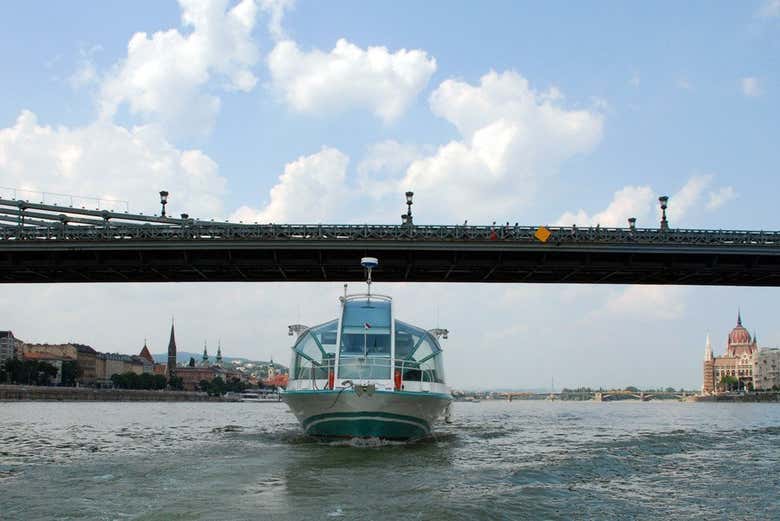Sailing under one of the bridges