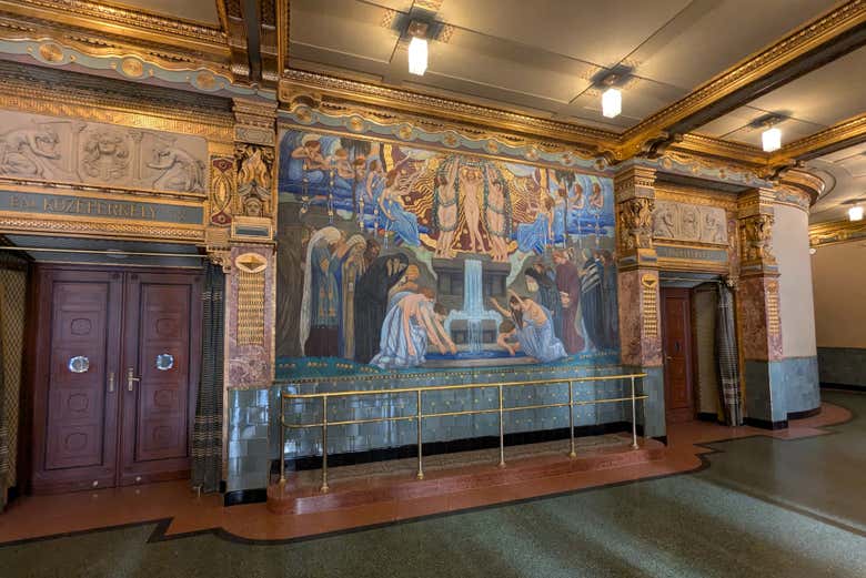 Fresco intitulado A Fonte da Arte