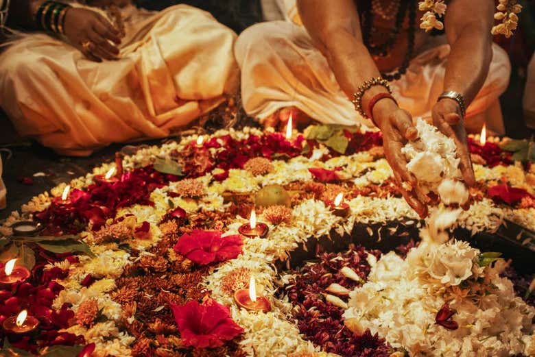 Offerings on the altars of Agra's temples
