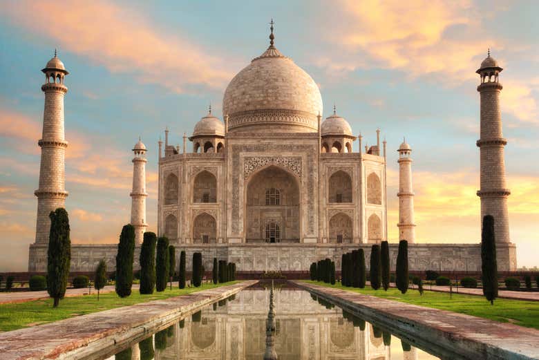 Vista del Taj Mahal al amanecer