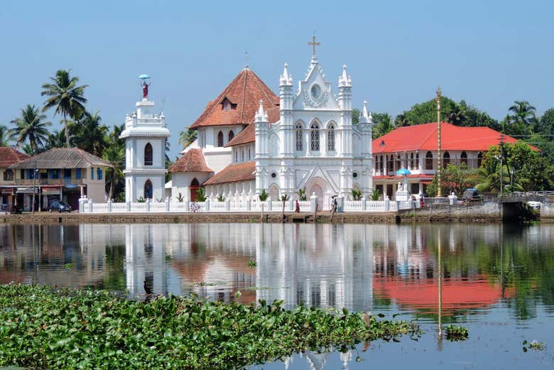 The canalside Basilica of St. Mary Champakulam