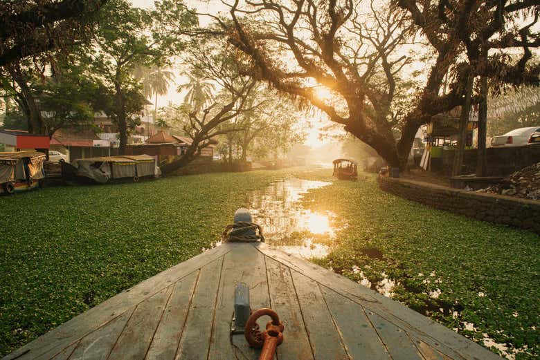 Vue du canal de Alappuzha depuis le canoë