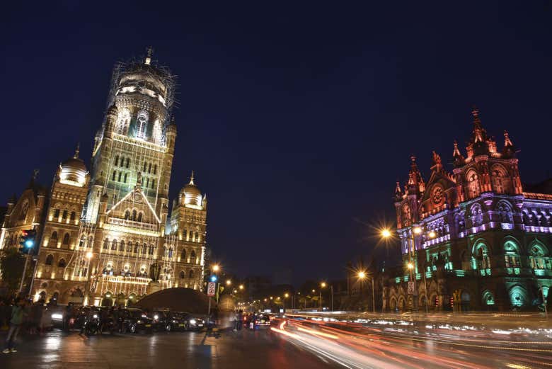 Chhatrapati Shivaji station and the Municipal Corporation buildi