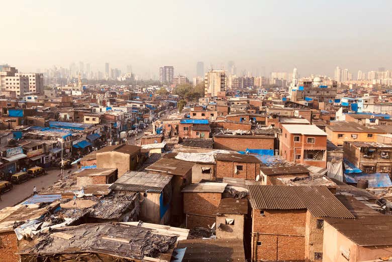 Vista panorámica del barrio de Dharavi