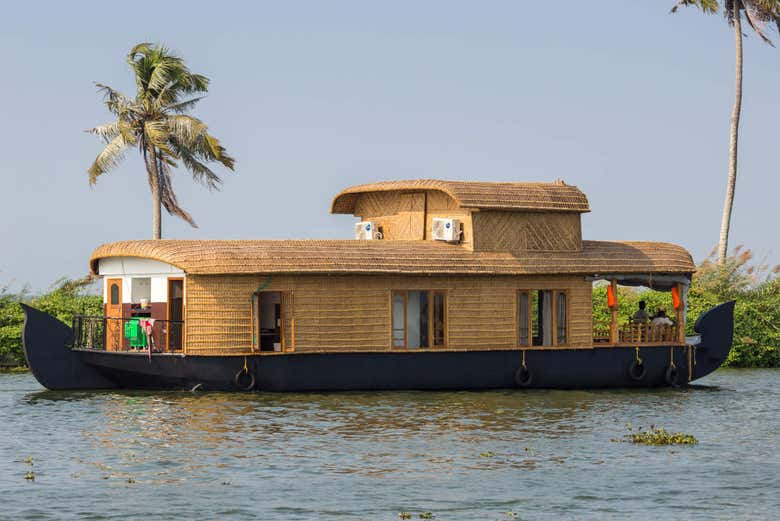 Typical houseboat in Alleppey