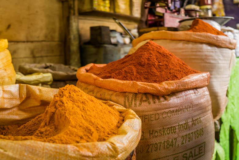 Spices on sale in the streets of Jaipur