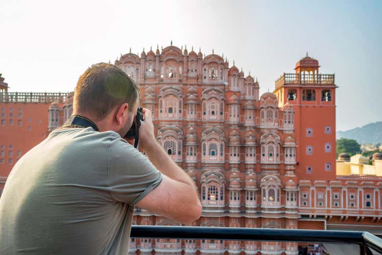 Haciendo una foto al Hawa Mahal