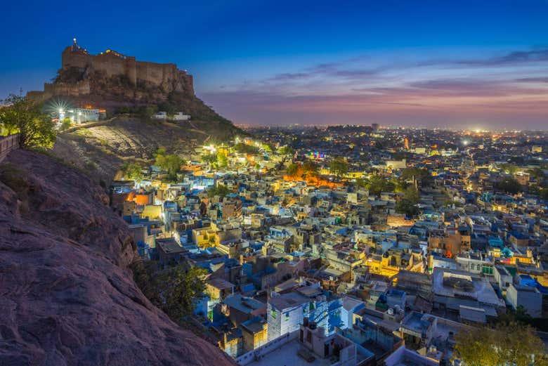 Panorámica de Jodhpur por la noche
