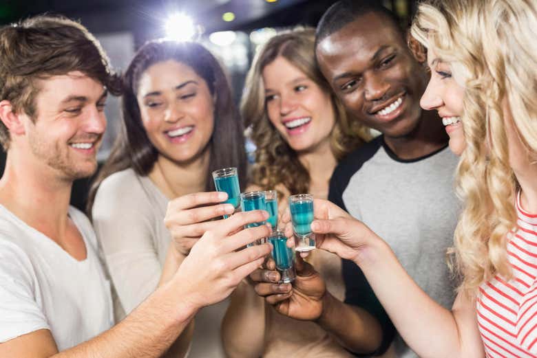 Enjoying free shots in Udaipur