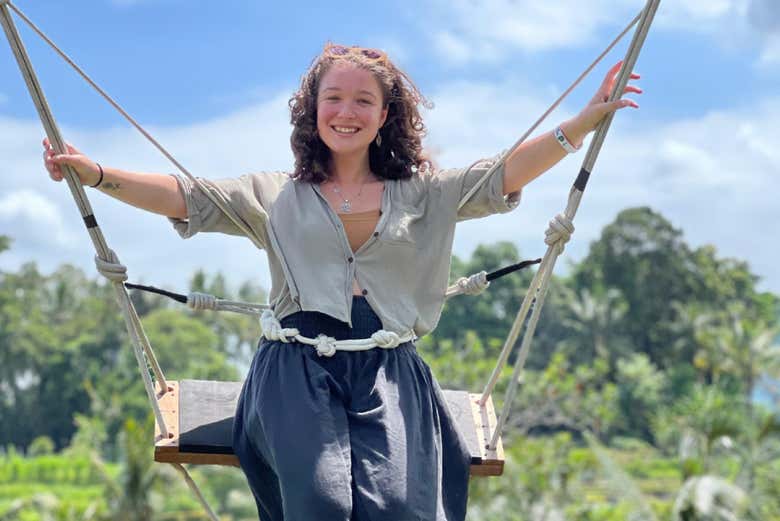 All smiles when swinging