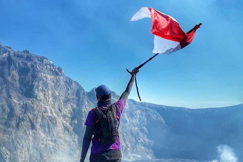 At the peak of the mountain