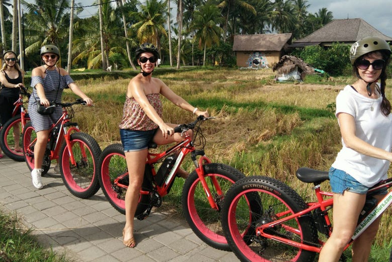 Enjoying the bike tour of rural Bali