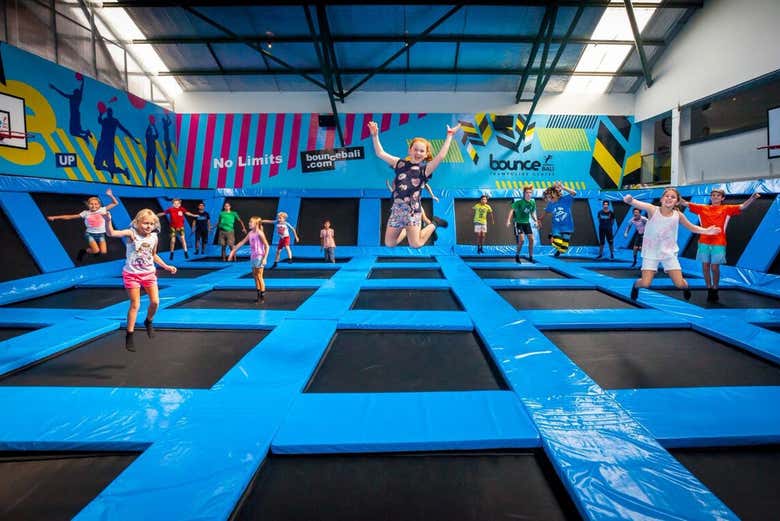 Children enjoying the trampolines
