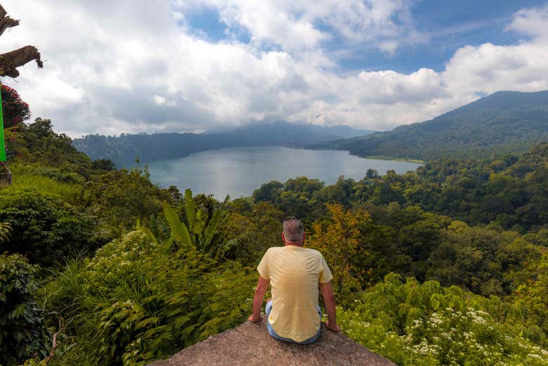 Admiring the views of Lake Buyan