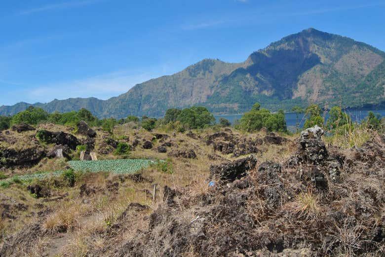 Paisagem aos pés do vulcão Batur