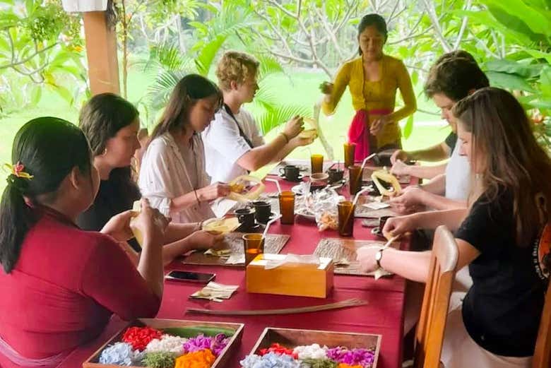 Tasting the delicious food!