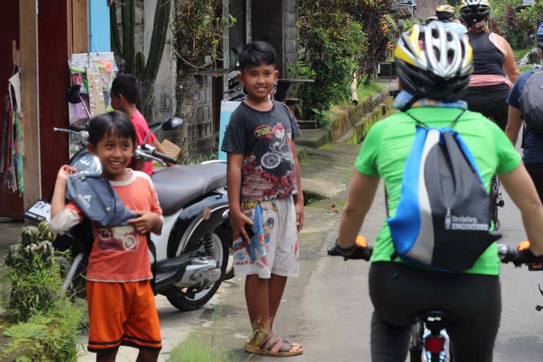 Enjoying the bike tour of Ubud and Kintamani