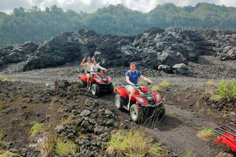Drive through a volcanic landscape