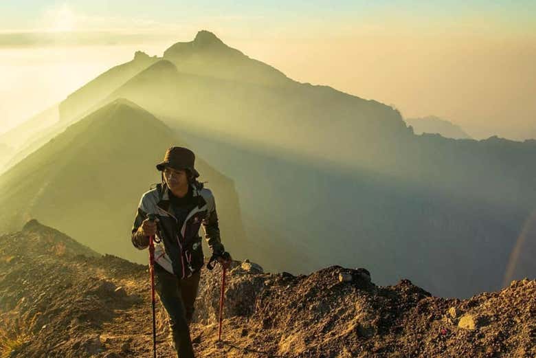 Hiking to the summit