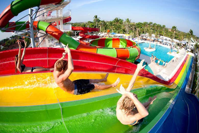 Enjoying the water slides