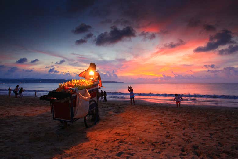 Coucher de soleil sur la plage de Jimbaran