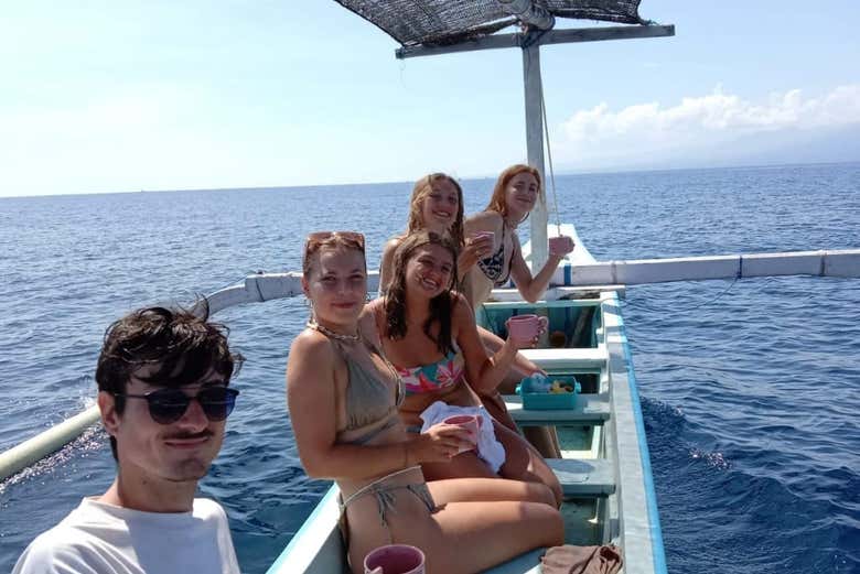 Relajándonos antes de entrar al agua