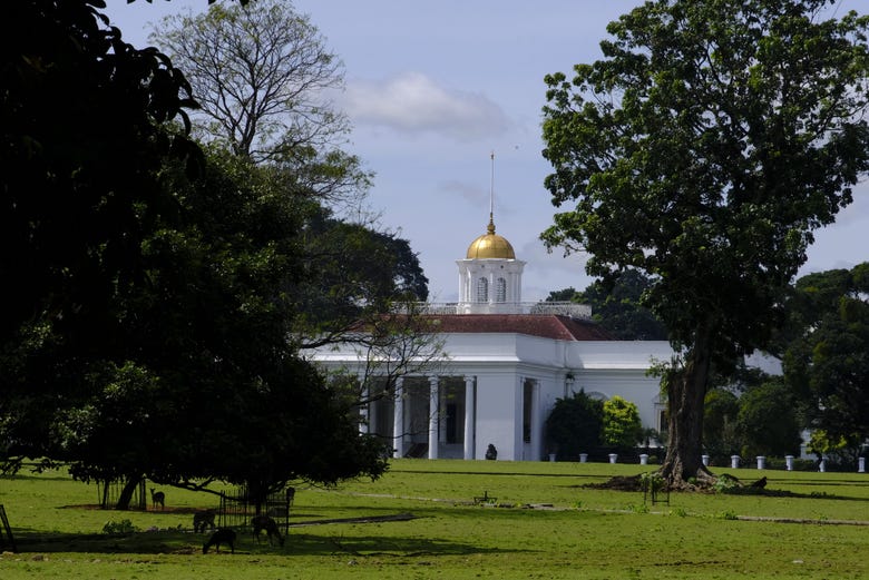 Admirando o Palácio Presidencial de Bogor