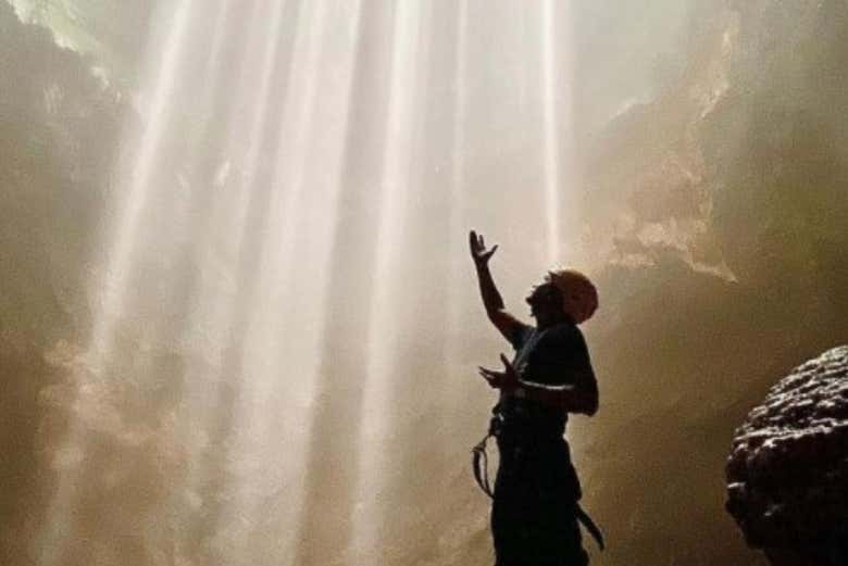 Enjoying the caving activity!