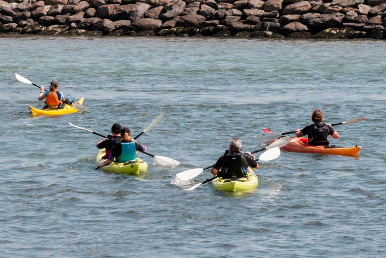 Enjoying the kayaking activity