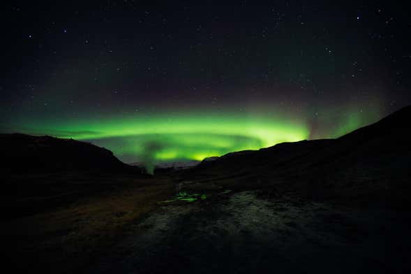 Northern Lights Experience at Reykjadalur River Hot Springs
