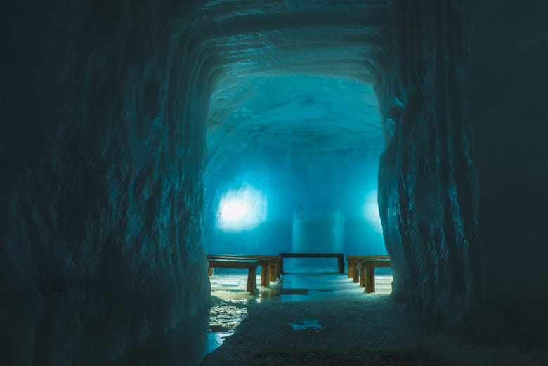 The glacier chapel inside the ice cave