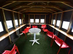 Inside the puffin watching hut